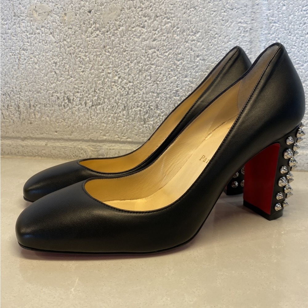 Christian Louboutin 'Donna Stud Spikes' Black Leather 38